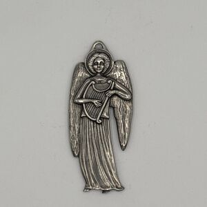 VINTAGE 1987 DANFORTH PEWTER ANGEL Ornament Angel Playing The Harp Christmas